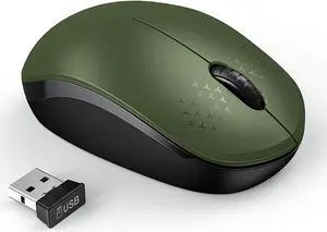 seenda Wireless Mouse 2.4G Noiseless Mouse with USB Receiver Portable Computer Mice for PC Tablet Laptop Notebook - Green & Black