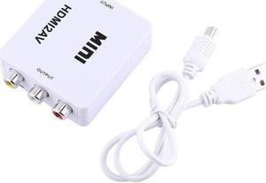 Digital RCA to HDMI Converter,1080P AV to HDMI Video Converter Mini RCA Composite CVBS Adapter with USB Charge Cable Support 1080P for PC Laptop Mini Xbox PS2 PS3 TV STB VHS VCR Camera DVD(White)