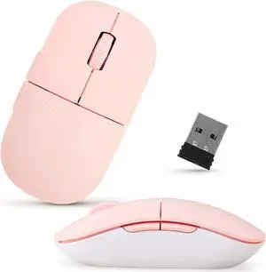 purpleclay i-Rocks M23R 2.4G Wireless Silent Slim Mouse, Optical Mice with USB Nano Receiver, Adjustable DPI Levels for PC, Notebook, Computer, Laptop, Desktop, Ergonomic Design - Pink