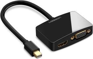 UGREEN Mini DisplayPort to HDMI VGA Adapter, 4K Thunderbolt 2 Adapter 2 in 1 Mini DP Converter Compatible with MacBook Pro MacBook Air iMac Surface Pro 1 2 3 4 6 Surface Laptop 2 ThinkPad X1, Black