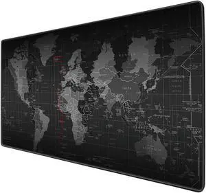 Benvo Extended Mouse Pad Large Gaming Mouse Pad- 35.4x15.7x0.12 inch Computer Keyboard Mouse Mat Non-Slip Mousepad Rubber Base and Stitched Edges for Game Players, Office, Study World Map Design