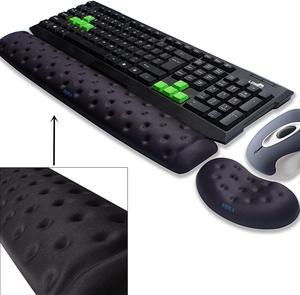 BRILA Memory Foam Mouse & Keyboard Wrist Rest Support Pad Cushion Set for Computer, Laptop, Office Work, PC Gaming - Massage Holes Design - Easy Typing Wrist Pain Relief (Black Bundle)