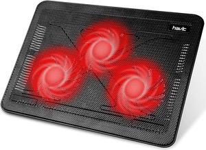 Havit HV-F2056 15.6-17 Inch Laptop Cooler Cooling Pad - Slim Portable USB Powered (3 Fans) (Black+Red)