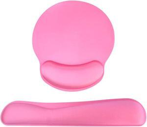 Keyboard Wrist Rest Pad Mouse Pad Memory Foam Rest Pads Sets for Comfortable Typing & Wrist Pain Relief Anti-Slip Rubber Base (Rose Pink)