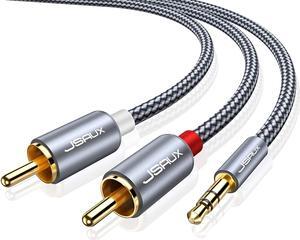 RCA to 3.5mm Cable 6.6ft/2M Aux to RCA Headphone Male to Male Jack Adapter Nylon Braided 1/8 to RCA Audio Y Cord for Smartphones MP3 Tablets Speakers HDTV -Grey