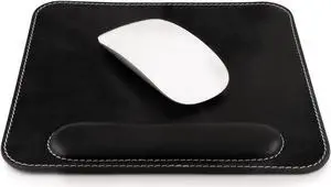 Top Grain Leather Mouse Pad with Wrist Rest C Ergonomic Support Non-Slip Base Smooth Surface