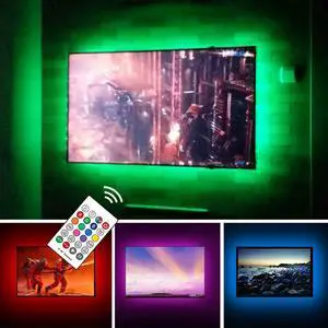 TV LED Backlights USB LED Strip Lighting for 60 65 inches Behind TV Monitor Sony LG  HDTV Game Room Home Movie Theater Decor Lights Color Changing RF Remote Cover 4 Sides