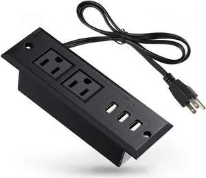 Conference Recessed Power Strip Socket with USB Ports,Table Power Strip,Desktop Charging Station with 2-Outlets and 3 USB Ports(Max 3.5A)