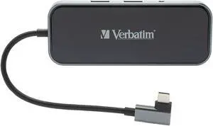 Verbatim® 8-in-1 USB C Hub Adapter with 4K HDMI 100W Power Delivery 2 USB 3.0 Ports 1 USB C SD Card Readers 3.5mm Audio Port for USB C Laptops