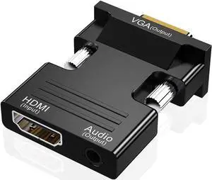 HDMI to VGA Adapter Audio Output Cable Computer Set-top Box Converter Connector Adapter for Laptop PC Monitor Projector HDTV Chromebook Roku Xbox(3.5mm Stereo Cable Included)