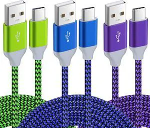 10ft USB C Cable, 3 Pack Type C Fast Charging Cable,Nylon Braided USB A to USB C Phone Charger Cables for iPhone 16 15 Pro Max Plus,Samsung Galaxy S25 S24 S23/Note 20/A15 A25 A35 A55 A54,Pixel,Tablet