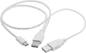 USB 3.1 Type C USB-C to Dual A Male Extra Power Data Y Cable for Cell Phone & Hard Disk 60cm White