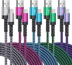 USB C Cable Samsung Fast Charging for Galaxy S25 S24 FE A15 A55 A35 A14 A13 5G S23 Ultra S22 S21 Z Fold6 Flip6,iPhone 16 15 Pro Max,5Pack 6FT Braided Android Auto Car USB A to Type C Fast Charger Cord