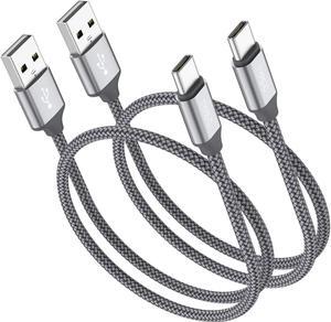 Short USB Type C Cable,OneKer(1ft 2-Pack) Portable USB-C Charger Nylon Braided Fast Charging Cord Compatible Android Samsung Galaxy S10 S9 S8 Plus Note 9 8,LG G5 G6,Google Pixel 2 XL,Power Bank(Grey)