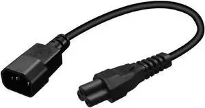 Tops C14 to C5 Power Plug Cable IEC 320 C14 Male to C5 Female Adapter Cable Universal Power Adapter IEC 320 C14 to C5 Adapter Converter C5 to C14 AC Power Cable 3 Pin IEC320 C14 Connector (1ft)