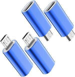 USB C to Micro USB Adapter (4-Pack) Type C Female to Micro USB Male Convert Connector Support Charge Data Sync Compatible with Samsung Galaxy S7/S7 Edge Nexus 5/6 and Micro USB Devices (Blue)