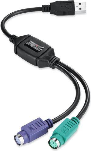 PS2 to USB Adapter for Keyboard and Mouse - Built-in USB Controller - Black