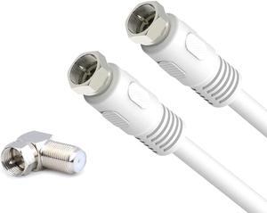 RG6 Coax Cable 15 feet, TV Coaxial Cable, White 75 Ohm Quad Shield Digital Cord with F-Male Connectors, Ideal for TV Antenna DVR Satellite, Welcome to consult