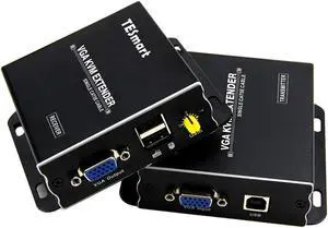 TESmart 1080P 60Hz Long Range 984ft USB VGA KVM Extender Over Cat5e Cat6 Ethernet Cable (up to 984ft/300m Sender+Receiver)