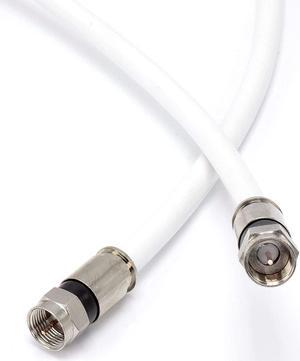 25' Feet, White RG6 Coaxial Cable (Coax Cable) with Connectors, F81 / RF, Digital Coax - AV, Cable TV, Antenna, and Satellite, CL2 Rated, 25 Foot