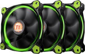 Thermaltake Riing 12 High Static Pressure Circular Ring Green LED Case/Radiator Fan with Anti-Vibration Mounting System Triple Pack Cooling CL-F055-PL12GR-A