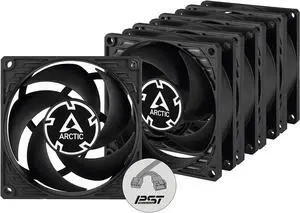 ARCTIC P8 PWM PST (5 Pack) - 80 mm Case Fan, PWM Sharing Technology (PST), Pressure-Optimised, Quiet Motor, Computer, Fan Speed: 200-3000 RPM - Black