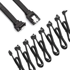DaFuRui 12-Pack 90 Degree Right Angle Cable Matters Straight SATA III 6.0 Gbps SATA Cable Black - 16 Inches