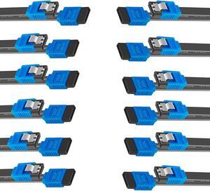 BENFEI SATA Cable III, 12 Pack SATA Cable III 6Gbps Straight HDD SDD Data Cable with Locking Latch 18 Inch Compatible for SATA HDD, SSD, CD Driver, CD Writer
