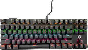 K917 RGB Mechanical Gaming Keyboard - 87Key Retro Blue Switch LED Backlit Round Keycaps Anti-Ghosting Mechanical Illuminated for PC & MAC (Classic-Black)