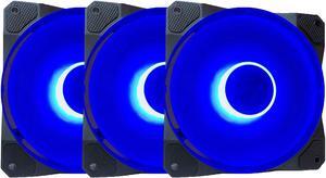 APEVIA CO312L-BL Cosmos 120mm Blue LED Ultra Silent Case Fan w/ 16 LEDs & Anti-Vibration Rubber Pads (3 Pk)