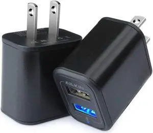 USB Power Adapter Wall Plug Ailkin 2-Pack 5V/2.1A Fast Charging Cell Phone Cube Home/Travel Wall Charger Block Box Brick Base for Phone XS/XR/10/8/7 Pad  Galaxy LG HTC More USB Plug