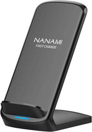 NANAMI Upgraded Fast Wireless Charger,Qi-Certified Wireless Charging Stand Compatible Samsung Galaxy S24/S23/S22/S21/S20/S10/S9/Note 20 Ultra/10/9 & Qi Phone Charger for iPhone 15/14/13/12/SE/11/XR