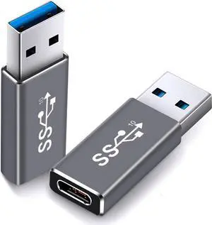 Electop Updated USB 3.1 GEN 2 Male to Type C Female Adapter (2 Pack) Support Double Sides 10Gbps Charging & Data Transfer USB A to USB C 3.1 Converter(Space Gery)