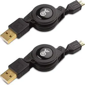 Cable Matters 2-Pack Retractable Micro USB Cable - 2.5 Feet