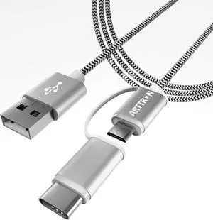 USB C/Micro to USB A 2-in-1 Charging Cable 10ft 480Mbps Transfer Speed with Android Smartphones  Galaxy