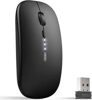 INPHIC Wireless Mouse Rechargeable [Upgraded] Ultra Slim 2.4G Silent Cordless Mouse Computer Mice 1600 DPI with USB Receiver for Laptop PC Mac MacBook WindowsOffice Battery Level Visible Black