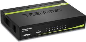 TRENDnet 8-Port Unmanaged Gigabit GREENnet Desktop Metal Switch Ethernet Splitter Fanless16Gbps Switching Capacity Plug & Play Lifetime Protection TEG-S80GBlack