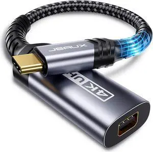 USB Type C to Mini DisplayPort Adapter 4K@60Hz JSAUX C (Thunderbolt 3) to Mini Display Port Dongle Cable Compatible with MacBook Pro 2019 2018 Dell XPS Samsung Galaxy S21 S20 Plus-Grey