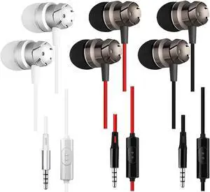 3 Packs Earphone with Remote & Microphone in Ear Stereo Sound Noise Isolating Tangle Free for Smartphones Laptops Gaming Fits 3.5mm Interface Device
