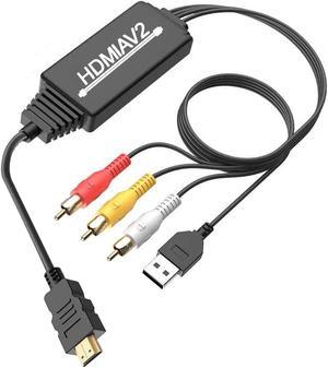 HDMI to RCA Converter HDMI to RCA Cable Adapter 1080P HDMI to AV 3RCA CVBs Composite Video Audio Supports NTSC for PC Laptop HDTV DVD VHC VCR