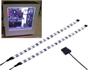 LEDdess LED Light Strip Computer Lighting White Magnetic Molex Connector 2pcs LED Strip for PC Case Lighting Kit (30cm18ledsS Series)