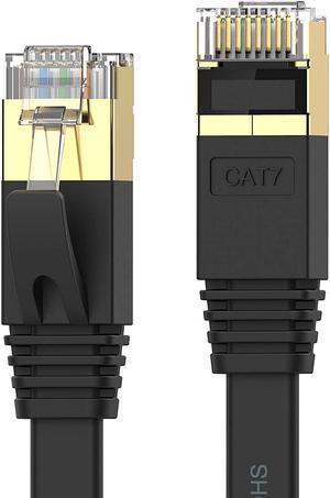 Cat 7 Ethernet Cable 100 ft High Speed 10Gbps 600MHz, Shielded Long Ethernet Cord, LAN Cable with RJ45, Flat Internet Network Patch Cord, Fast LAN Wire for Gaming, PS5/4/3, Xbox, Modem, Router