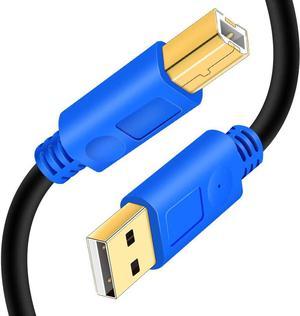 Printer Cable 30Ft,Hanprmee USB 2.0 High Speed Gold-Plated Connectors Printer Scanner Cable Cord A Male to B Male for HP, Canon, Lexmark, Dell, Xerox, Samsung etc (Blue)