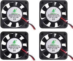 MakerFocus 4pcs 3D Printer Fan 12V, 40mm 12 Volt Fan 0.08A DC Mini Quiet Cooling Fan 40X40X10mm with 28cm Cable for 3D Printer, DVR and Other Small Appliances Series Repair Replacement