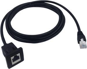 CERRXIAN RJ45 Male to Female LAN Ethernet Network Cat 5e Panel Mount Cable (Black)(2m)