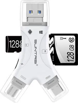 Dual Slot USB-A Reader USB 3.2 Gen 1 Up to 104MB/s USB-A for SD/MicroSD/SDHC/SDXC Camera Card Reader Adapter OTG MicroSD Card Reader for PC/Laptop/Tablet