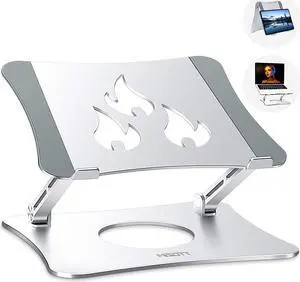 Laptop Stand, Ergonomic Adjustable Laptop Stand, 2 in 1 Computer Stand Tablet Stand, Stand for Laptop Compatible with 10-15.6" Laptops and Tablets(Aluminum, Silver)