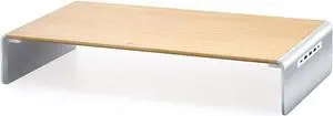 j5create Wooden Monitor Stand with USB Type C/HDMI Docking Station - USB 3.1 C to C Cable Included - Handmade Wood Panel with Aluminum Riser for Computer Screens Laptops TV Product Name