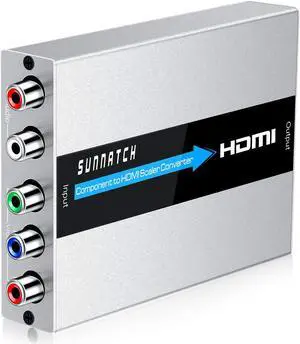 SUNNATCH Component to HDMI Converter with Scaler Function RGB to HDMI Converter 5RCA YPbPr to HDMI Converter Adapter Component in HDMI Out Converter(1080P Aluminum)