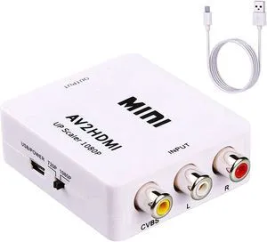 ABLEWE RCA to HDMI Converter, 1080P AV to HDMI RCA Composite CVBS Video Audio Converter Adapter Supporting PAL/NTSC for Xbox/PS2/Wii/SNES/N64/VHS/VCR/DVD ABLEWE RCA to HDMI Converter, 1080P AV to HDMI RCA Composite CVBS Video Audio Converter Adapter Supporting PAL/NTSC for Xbox/PS2/Wii/SNES/N64/VHS/VCR/DVD